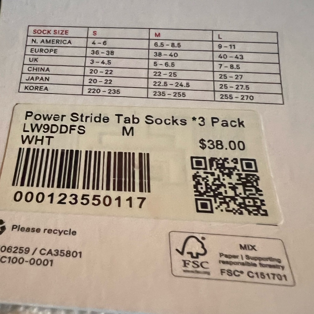 Lululemon Power Stride Socks 3-Pack White - Picture 4 of 4